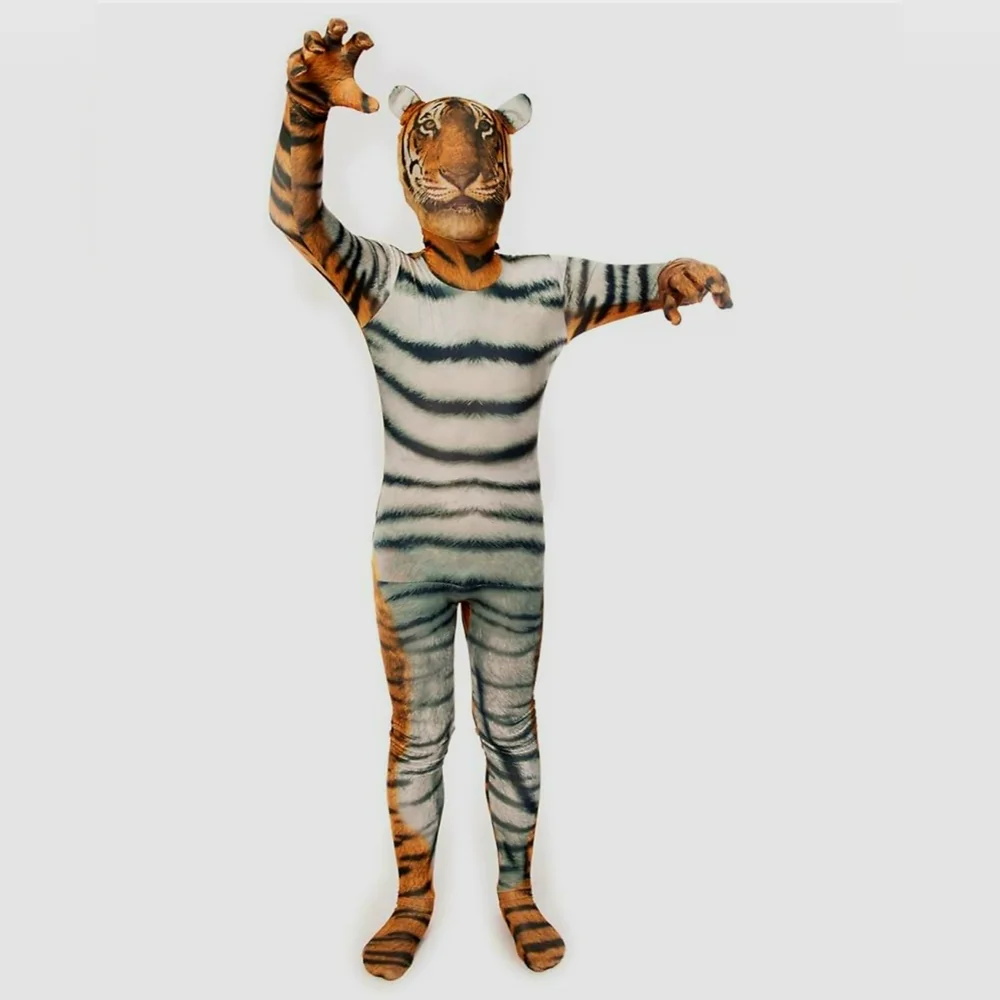NEW Morphsuits Tiger Zip Up One Piece Animal Costume Kids Large Halloween